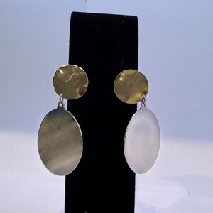 Vintage Silver Flat Disc Earrings Clip On